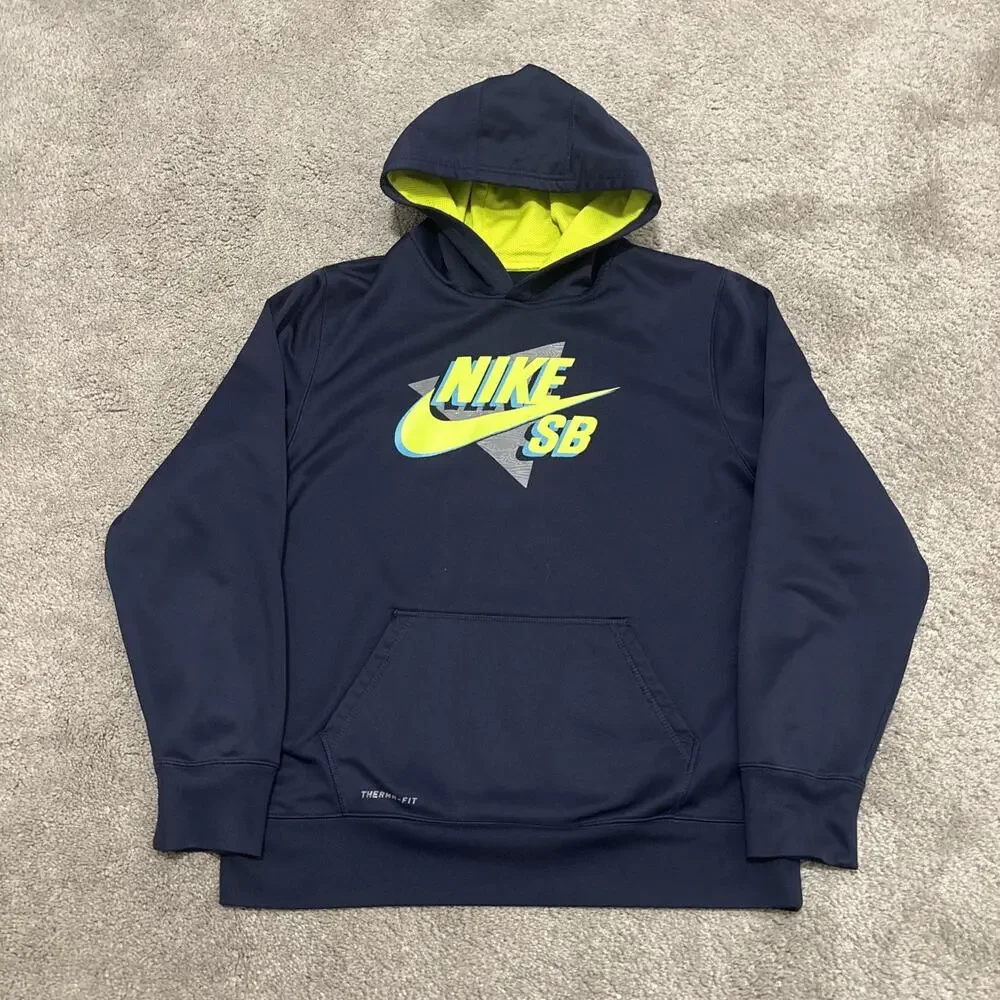 Nike SB Boy's Hoodie Size XL Blue Therma-Fit Long Sleeve Pockets Sweatshirt